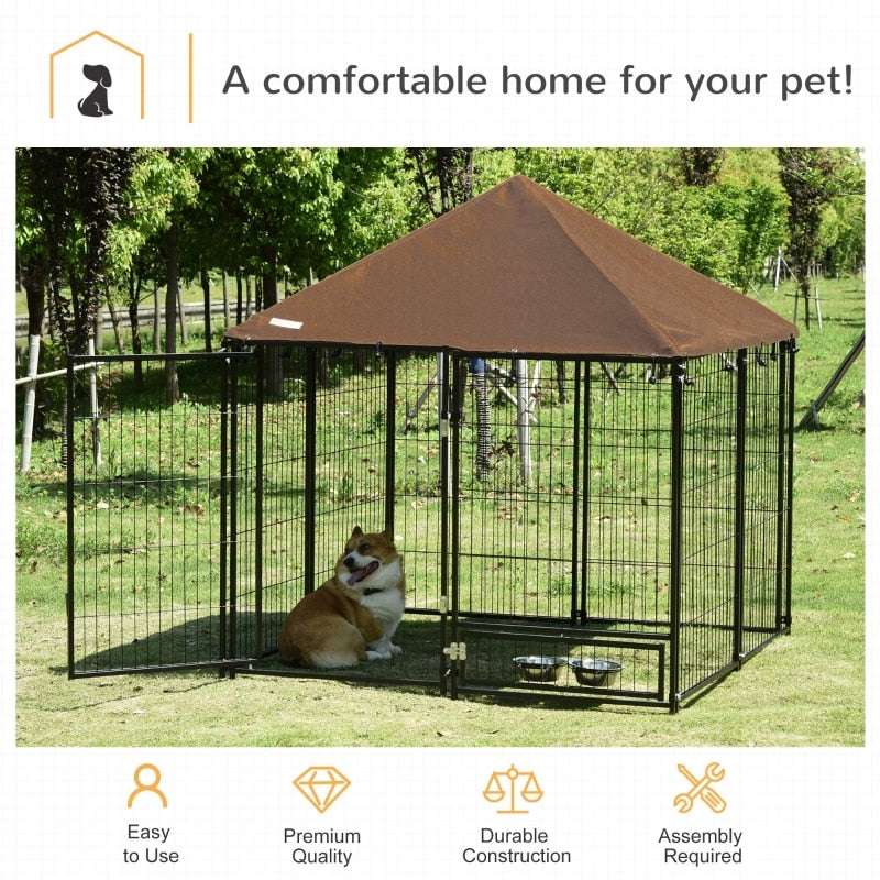 Dog LG Metal Kennel, w/UV Cover, Lockable, Light Weight, Easy Assy. - mypreciousfurbabies