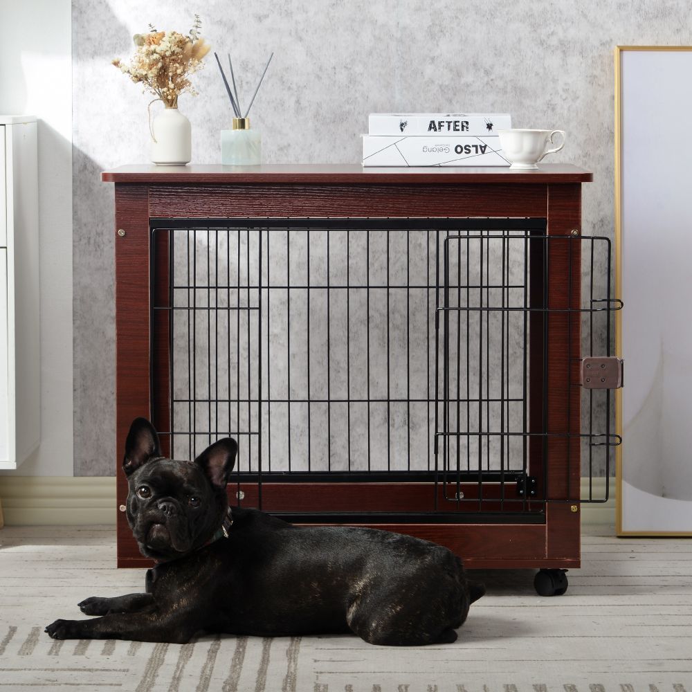 Pet/Dog End Table Crates, Wood Frames w/Wire Panels, Lockable, Moveable, Assy. Required