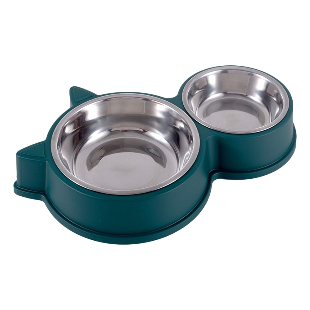 Pet Double Bowl Food/Water Dishes, Removable SS Bowls