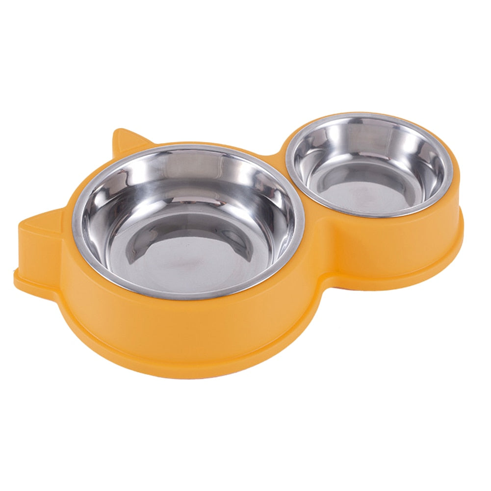 Pet Double Bowl Food/Water Dishes, Removable SS Bowls