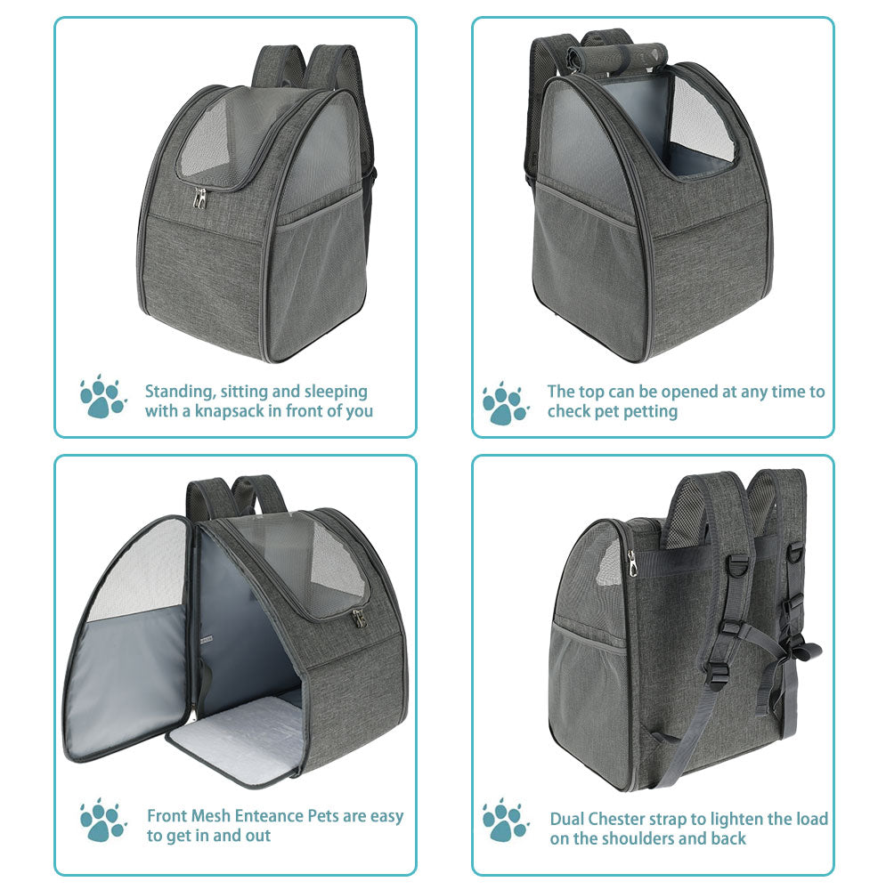 Backpack Pet Carrier, Very Breathable and Provide Great Viewing, Adj. Straps Reduce Shoulder/Back Stress