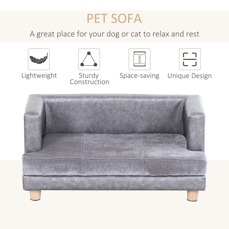 Pet/Dog Sofa Bed, Wood Frame, Easy Clean, for Small Pet Up To 22 Lbs.