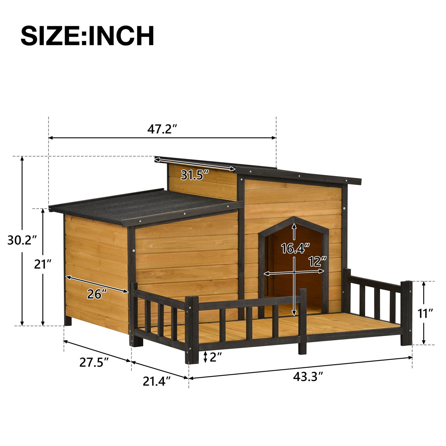 Modern Dog House, Fir Wood Construction & Asphalt Roof - mypreciousfurbabies