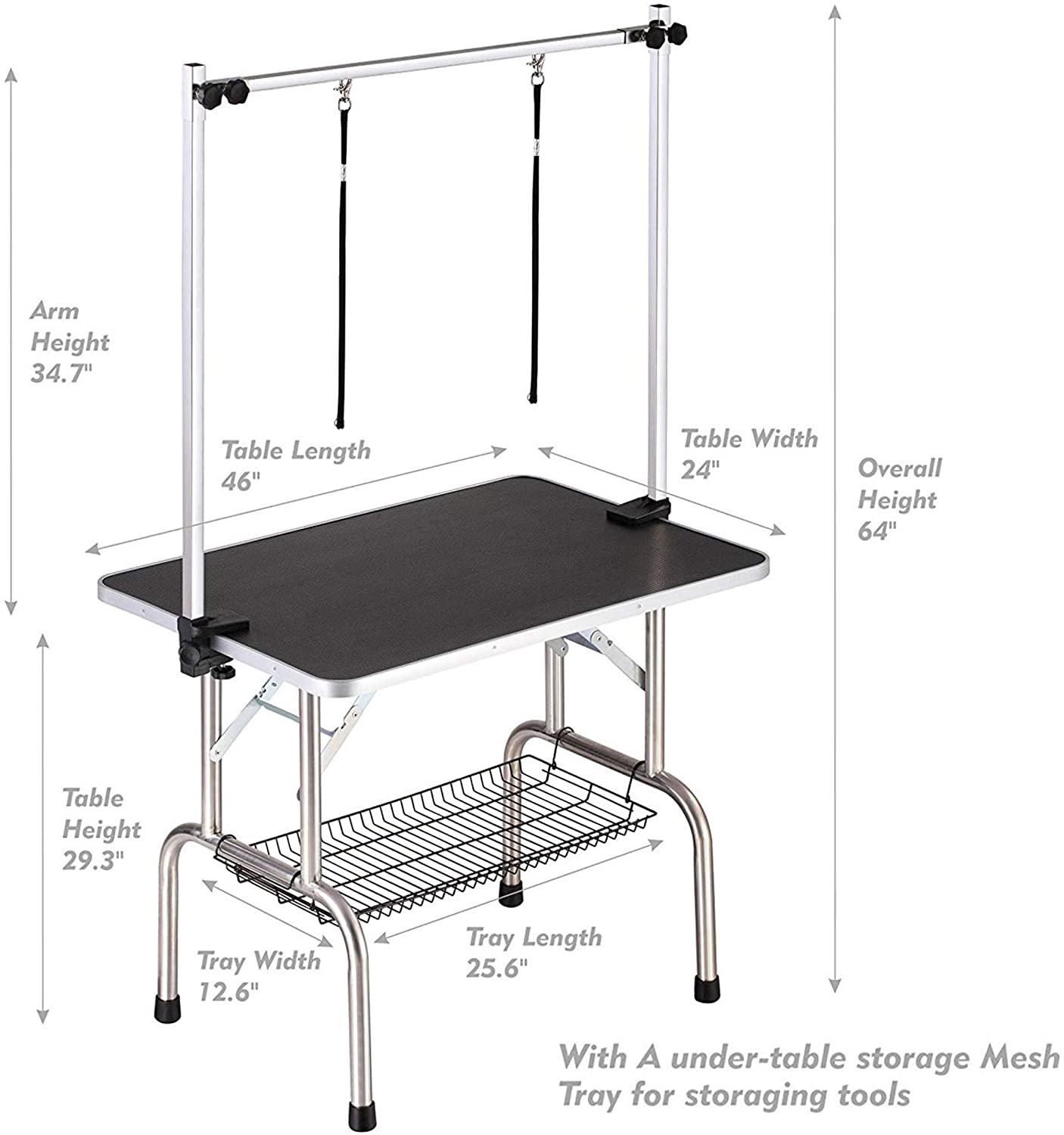 Large Pet HD Grooming Table w/Adjustable Arm & Positioning Clamps - mypreciousfurbabies