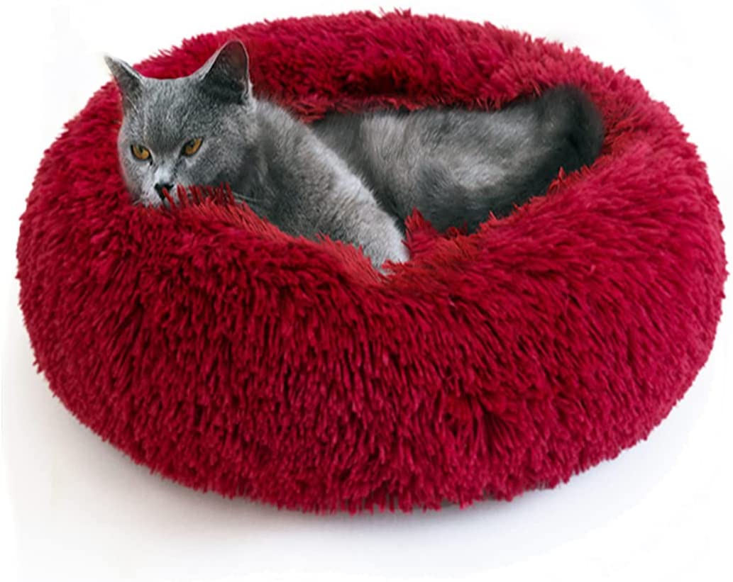 Plush Pet Bed W/Faux Fur, Multiple Colors/Sizes, & Machine Washable