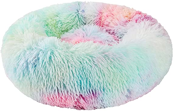 Plush Pet Bed W/Faux Fur, Multiple Colors/Sizes, & Machine Washable