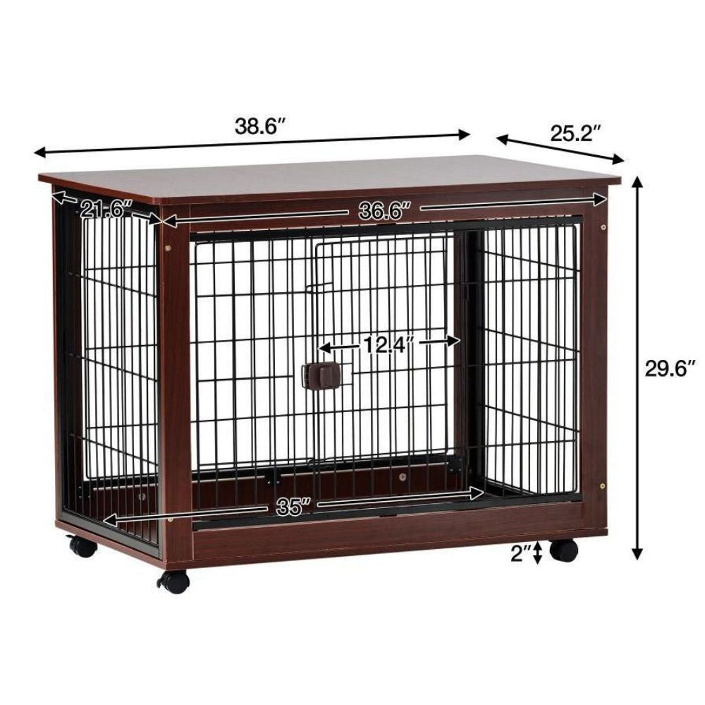 Pet/Dog End Table Crates, Wood Frames w/Wire Panels, Lockable, Moveable, Assy. Required