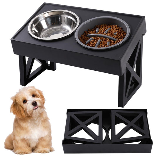 Adjustable Height Pet Feeding Stand w/Bowls - mypreciousfurbabies