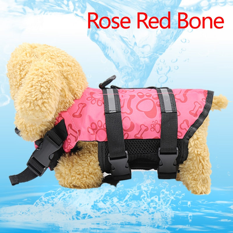 Dog Swimming Jacket/Preserver, Adj. Straps w/Buckles, Rescue Handle, & D-Ring