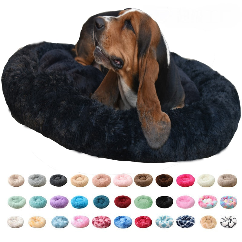 Plush Pet Bed W/Faux Fur, Multiple Colors/Sizes, & Machine Washable