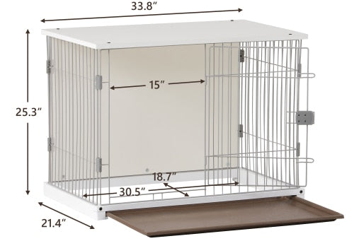 Pet/Dog End Table Crate, Wood Frame w/Wire Panels, Moveable, Assy. Required