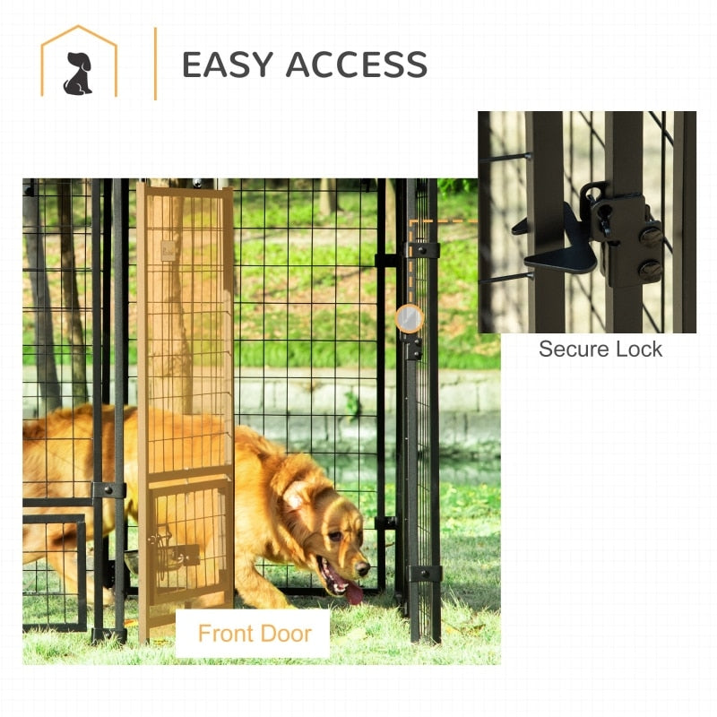 LG, HD Metal Indoor/Outdoor Kennel, W/UV Cover, Lockable Door, Light Weight, & Easy Assy. - mypreciousfurbabies