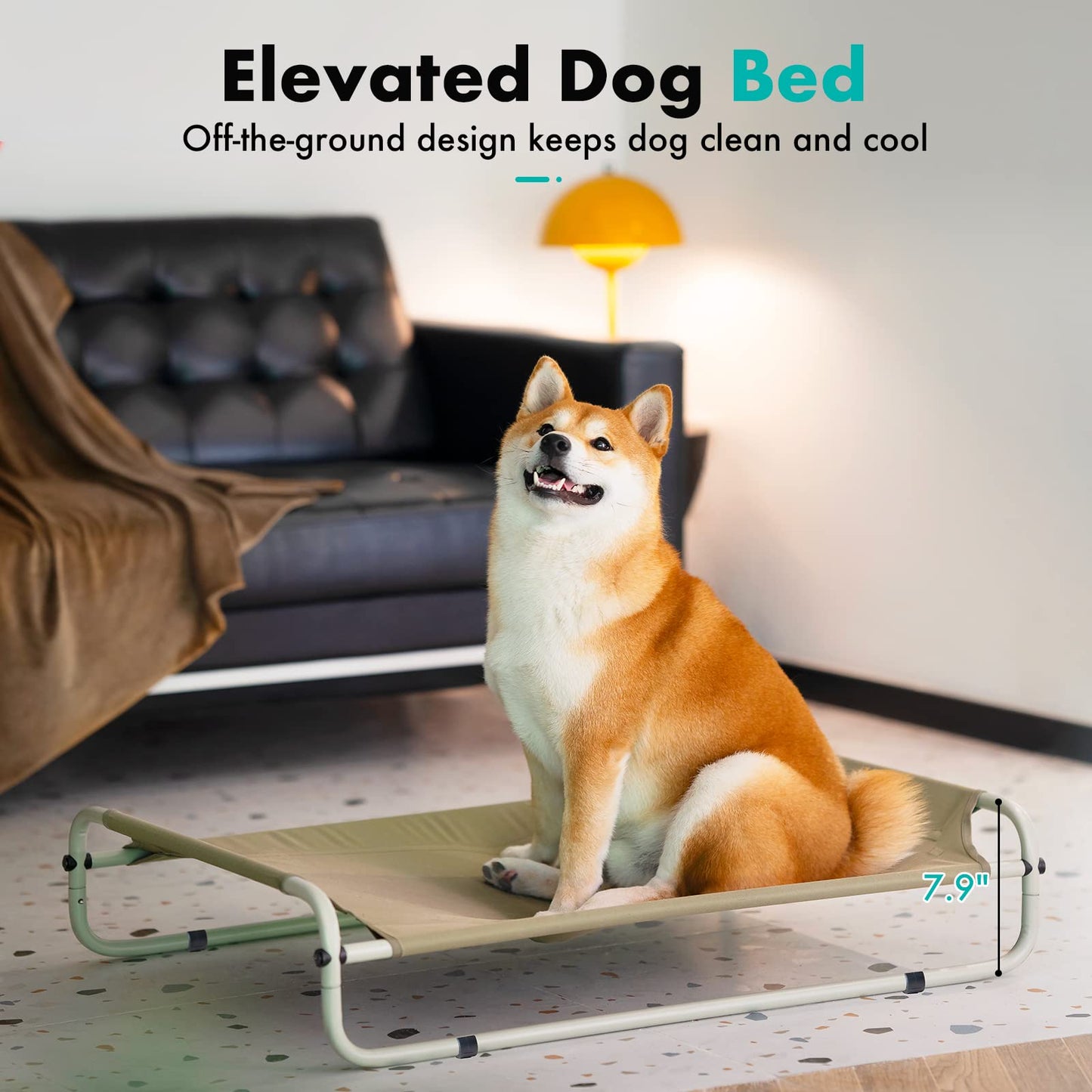 Elevated Dog Bed w/Skid-Resistant Feet, Easy Assy. & Cleaning - mypreciousfurbabies