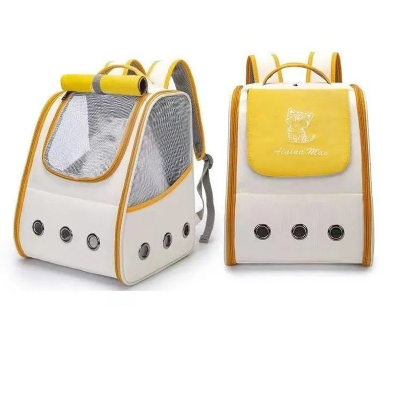 Pet Carrier Backpack w/3 Mesh Access Panels & Vents for Viewing and Breathability, and Adj. Shoulder Straps