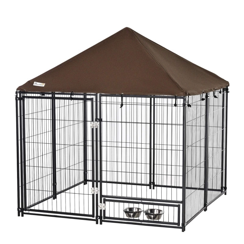 Dog LG Metal Kennel, w/UV Cover, Lockable, Light Weight, Easy Assy. - mypreciousfurbabies