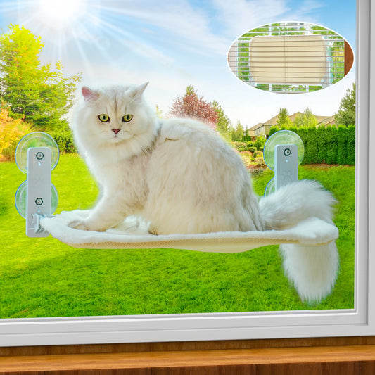 Sturdy Cat Window Perch w/Foldable Steel Frame and Bed Mat