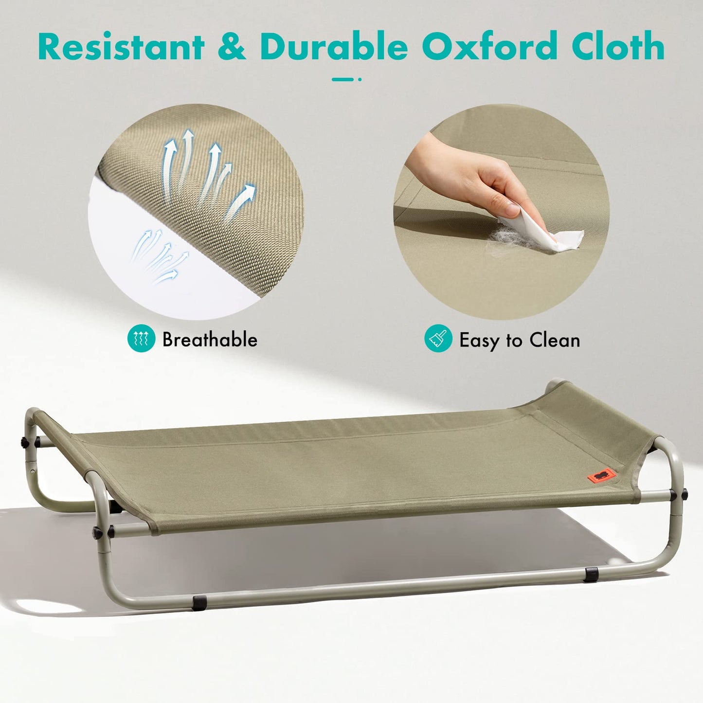 Elevated Dog Bed w/Skid-Resistant Feet, Easy Assy. & Cleaning - mypreciousfurbabies