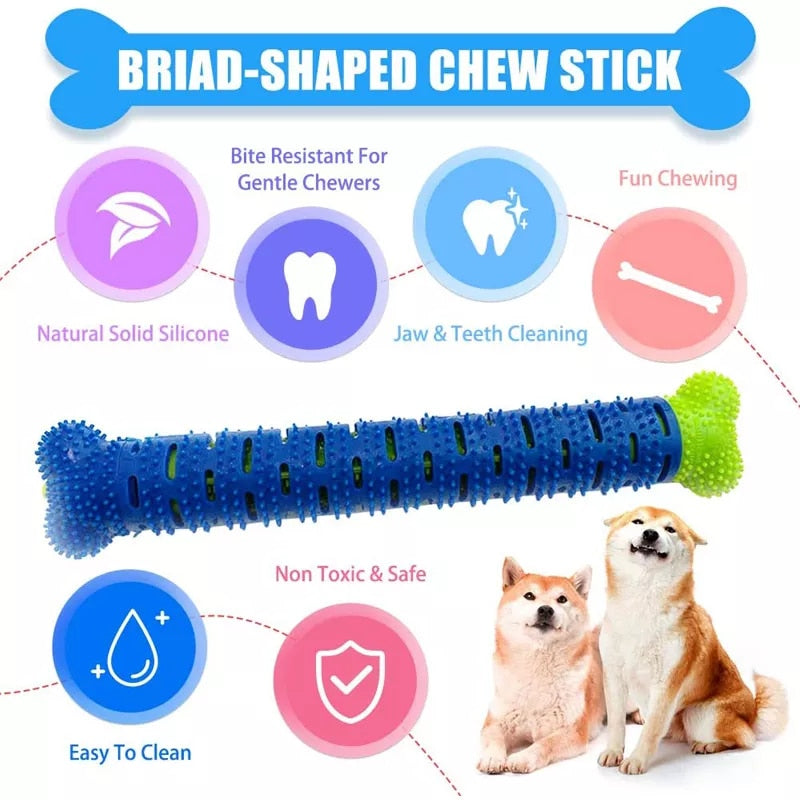 Dog Rubber Toy/Chew Stick, Teeth Cleaning, Dishwasher Safe, BPA Free - mypreciousfurbabies