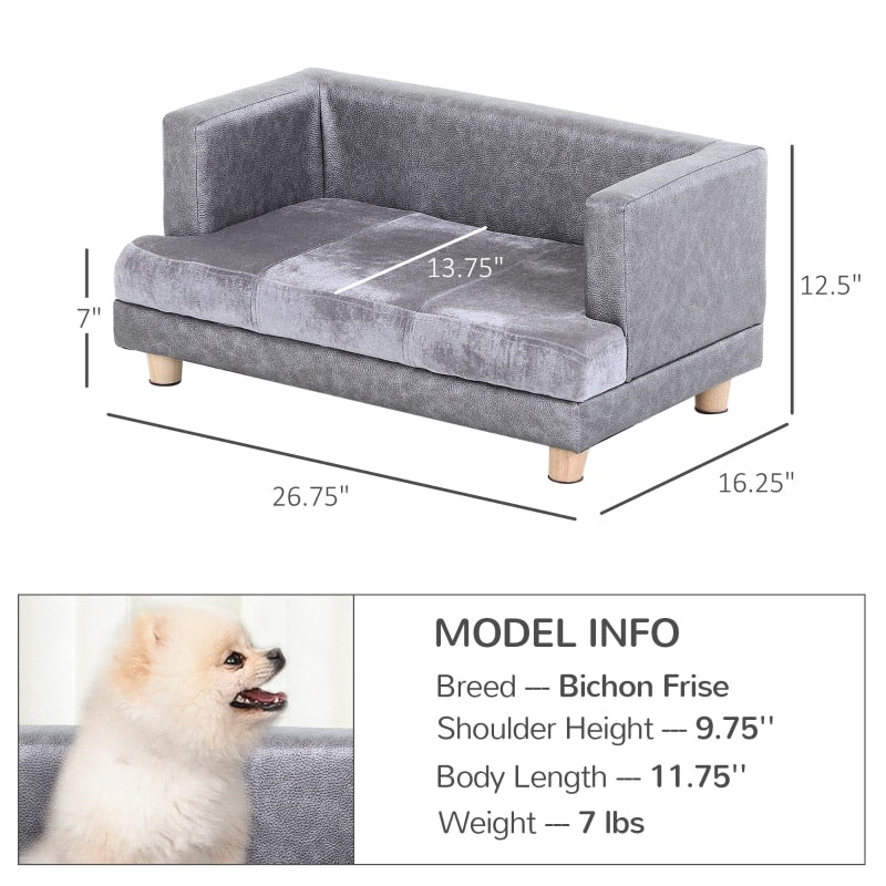 Pet/Dog Sofa Bed, Wood Frame, Easy Clean, for Small Pet Up To 22 Lbs.